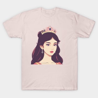 Illustration of a Young Princess in Pink T-Shirt